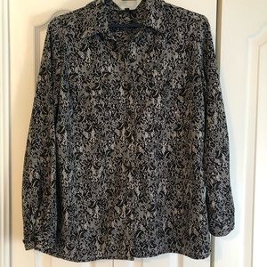 Button up blouse with lace print